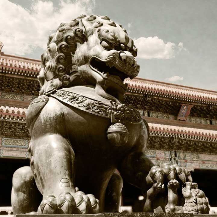 chinese guardian lion in the forbidden city china