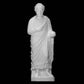 limestone statue of a wreathed boy holding a ball or piece of fruit